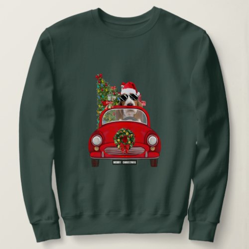 Basset Hound Dog Driving Car Christmas Sweatshirt