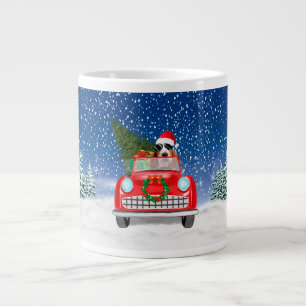 Basset Hound Dog Driving Car In Snow Christmas Giant Coffee Mug