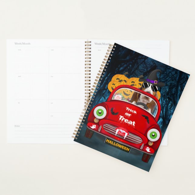 Basset Hound Dog Driving Car Scary Halloween  Planner (Display)