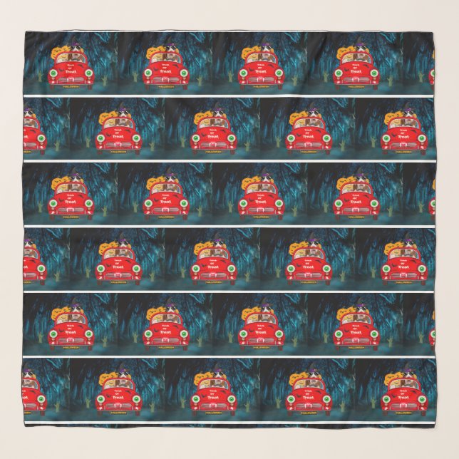 Basset Hound Dog Driving Car Scary Halloween  Scarf (Front)
