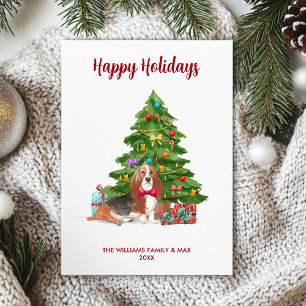 Basset Hound Dog Family Christmas Holiday Card