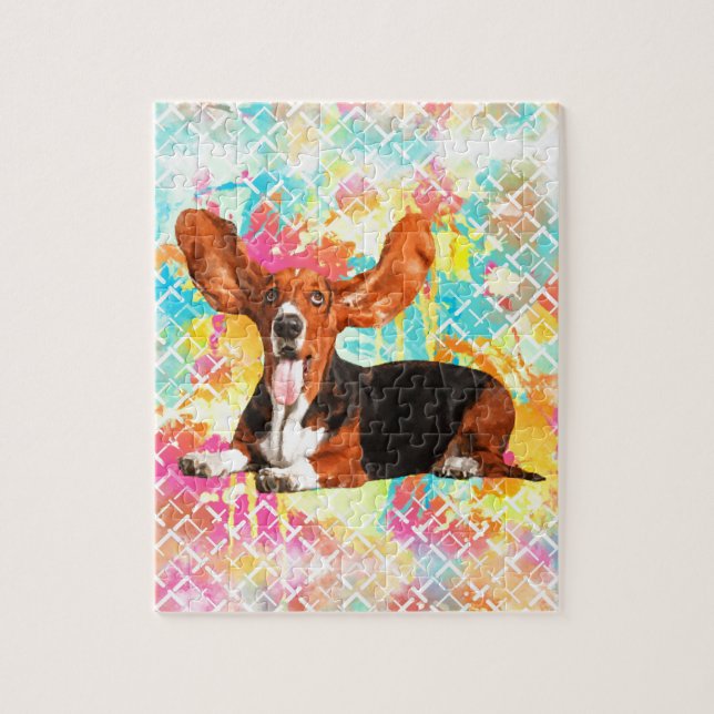 Basset Hound Dog Flying Ears Jigsaw Puzzle (Vertical)