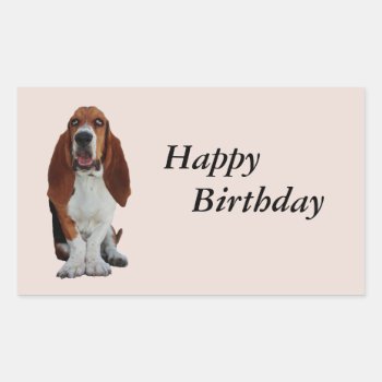 Basset Hound Dog Happy Birthday Stickers by roughcollie at Zazzle
