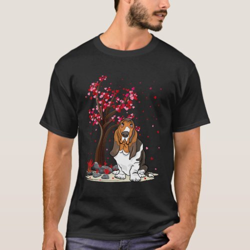 Basset Hound Dog Heart Tree Basset Hound T_Shirt