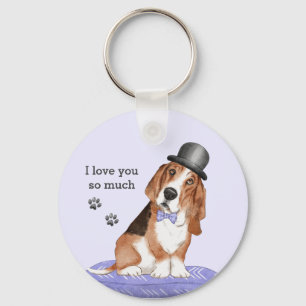 Basset Hound Dog Illustration Keychain