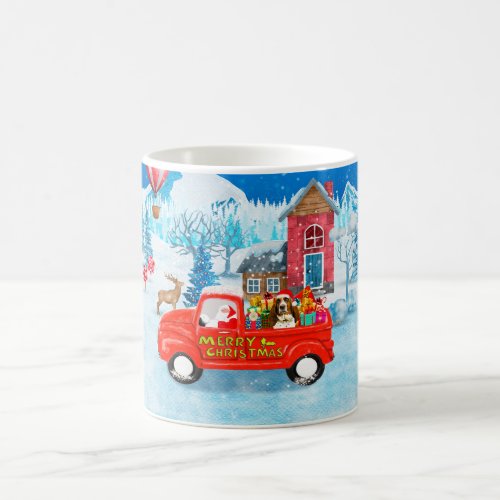 Basset Hound Dog in Christmas Delivery Truck Snow Coffee Mug