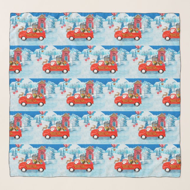 Basset Hound Dog in Christmas Delivery Truck Snow Scarf (Front)