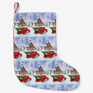 Basset Hound dog In Christmas Delivery Truck Snow Small Christmas Stocking