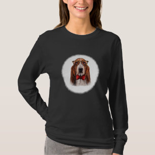 Basset Hound Dog In Classic Eyeglass And Bow Tie T-Shirt