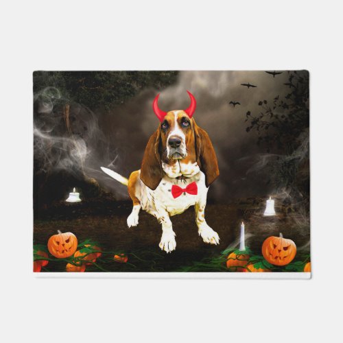 Basset Hound Dog in Halloween Costume Doormat