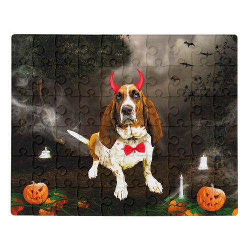 Basset Hound Dog in Halloween Costume Jigsaw Puzzle