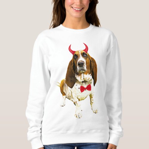 Basset Hound Dog in Halloween Sweatshirt