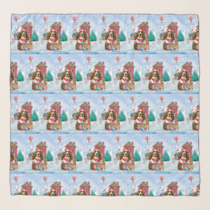 Basset Hound Dog In snow Christmas Dog House Scarf
