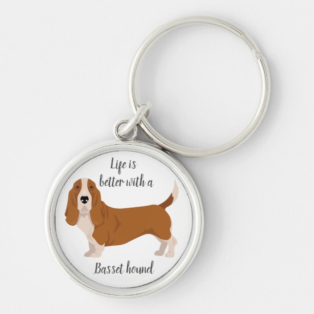 Basset hound dog keychain (Front)