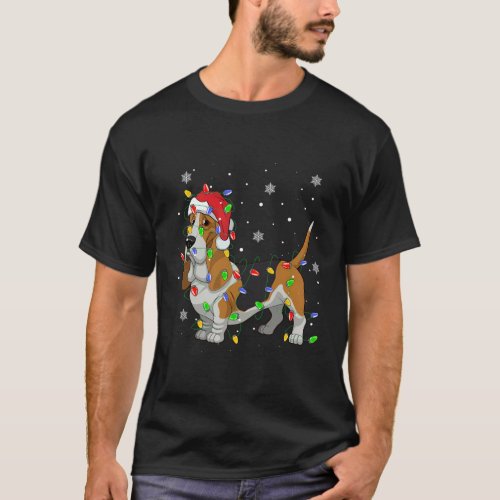 Basset Hound Dog Lights Tree T_Shirt