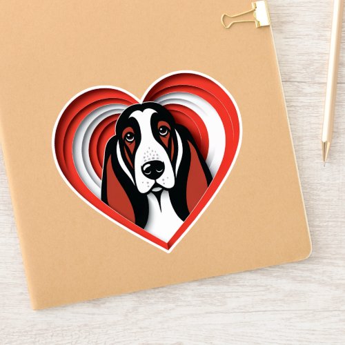 Basset Hound Dog Lover Cute Puppy Heart Sticker