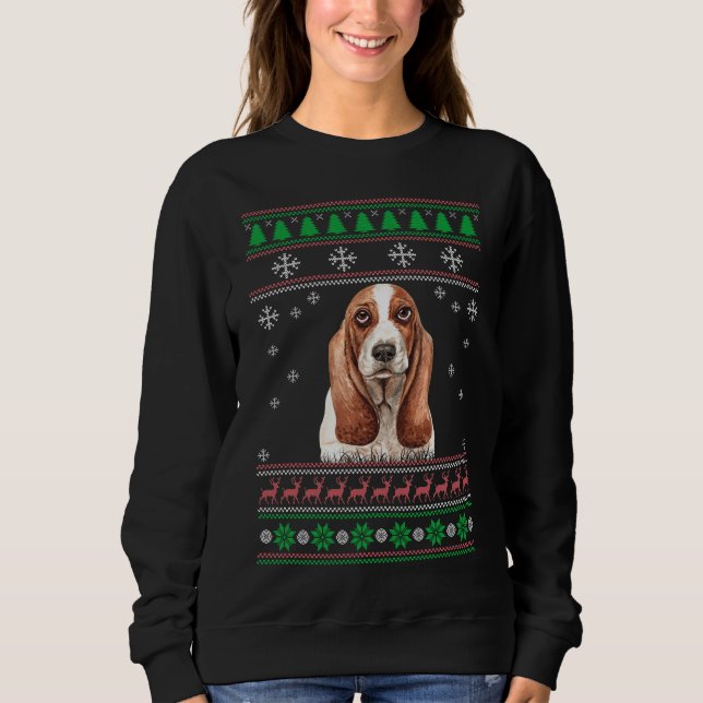 Basset Hound Dog Lover Ugly Christmas Sweater Xmas (Front)