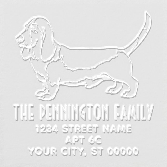 Basset Hound Dog Name Return Address  Embosser (Design)