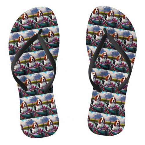 Basset Hound Dog on a Paddle A Scenic Adventure Flip Flops