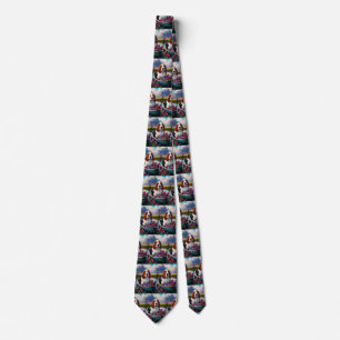 Basset Hound Dog on a Paddle: A Scenic Adventure Neck Tie