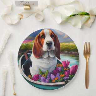 Basset Hound Dog on a Paddle: A Scenic Adventure Paper Plates
