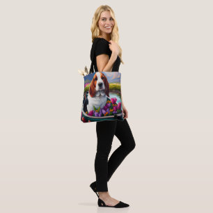 Basset Hound Dog on a Paddle: A Scenic Adventure Tote Bag