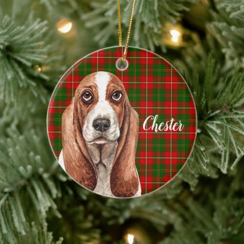 Basset Hound  Dog Personalized Ceramic Ornament