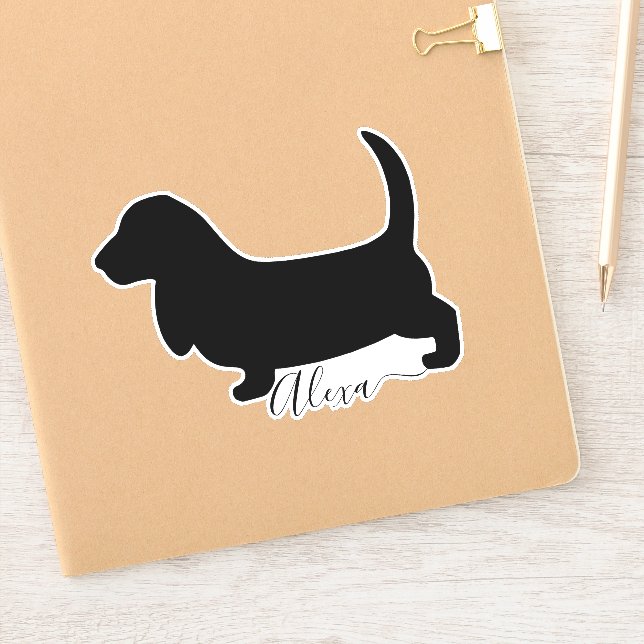 basset hound dog personalized your name sticker (Notebook)