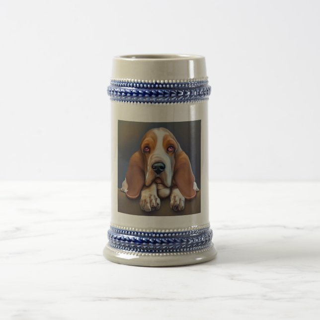 Basset Hound - Dog Portrait Beer Stein (Center)