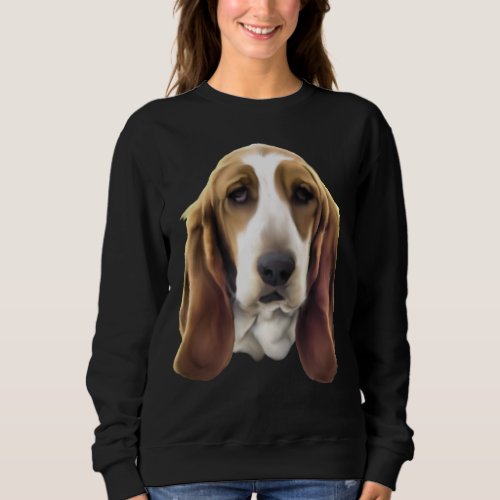 Basset Hound Dog Portrait Print Sweatshirt