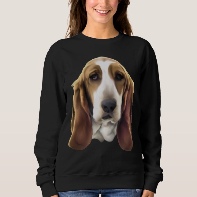 Basset Hound Dog Portrait Print Sweatshirt (Front)