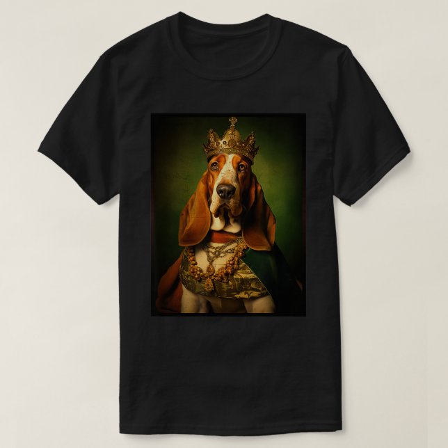 Basset Hound Dog Portrait Renaissance Funny Pet Mo T-Shirt (Design Front)