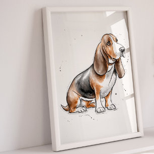 Basset Hound   Dog Print   Dog Art Print