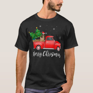 Basset Hound Dog Riding Red Truck Christmas T-Shirt
