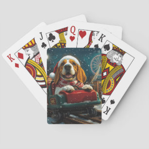 Basset Hound Dog Roller Coaster Christmas Poker Cards