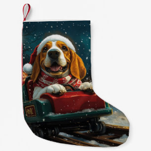 Basset Hound Dog Roller Coaster Christmas Small Christmas Stocking