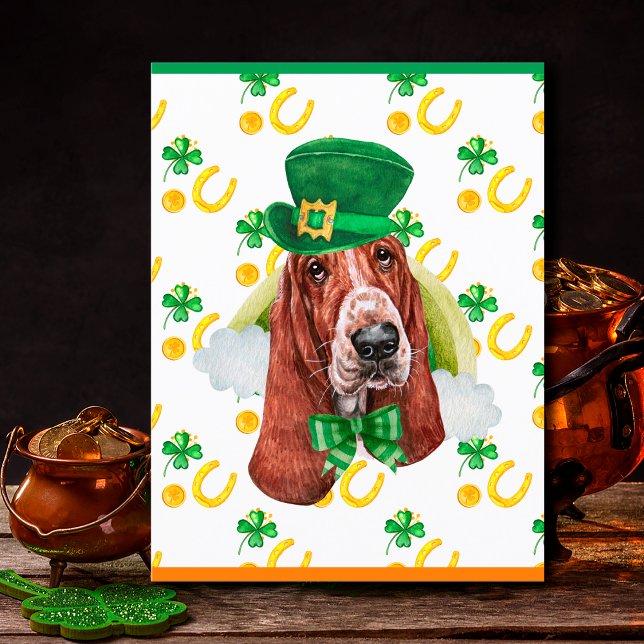 Basset Hound Dog Shamrock St. Patricks Day Holiday Postcard (Creator Uploaded)