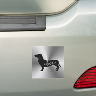Basset Hound Dog Silhouette Love Car Magnet