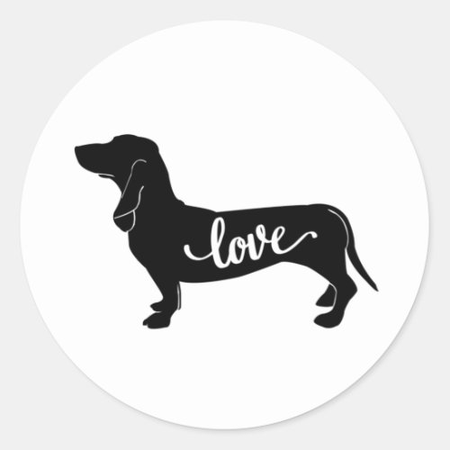 Basset Hound Dog Silhouette Love Classic Round Sticker