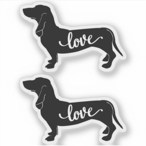 Basset Hound Dog Silhouette Love x2 Vinyl Sticker