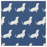 Basset Hound Dog Silhouette Pet Navy Blue Fabric