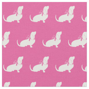 Basset Hound Dog Silhouette Pet Pink Fabric