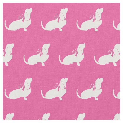 Basset Hound Dog Silhouette Pet Pink Fabric