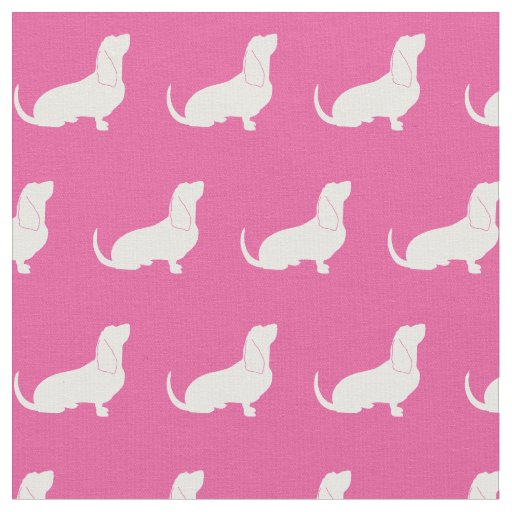 Basset Hound Dog Silhouette Pet Pink Fabric