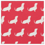 Basset Hound Dog Silhouette Pet Red Fabric