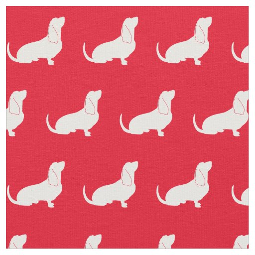 Basset Hound Dog Silhouette Pet Red Fabric