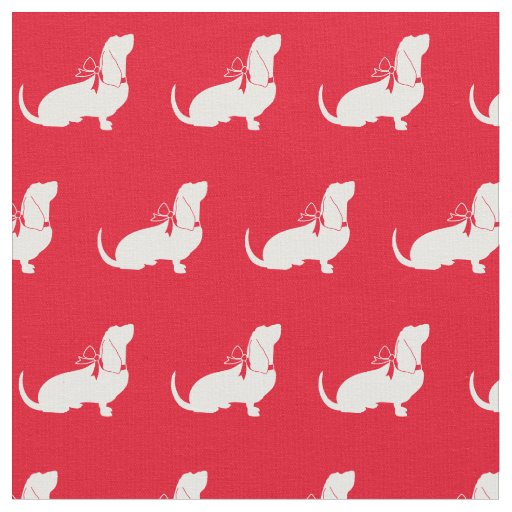 Basset Hound Dog Silhouette Pet Red Fabric