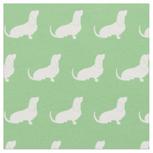 Basset Hound Dog Silhouette Pet Sage Green Fabric