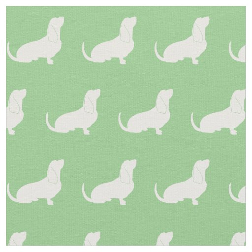 Basset Hound Dog Silhouette Pet Sage Green Fabric