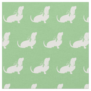 Basset Hound Dog Silhouette Pet Sage Green Fabric